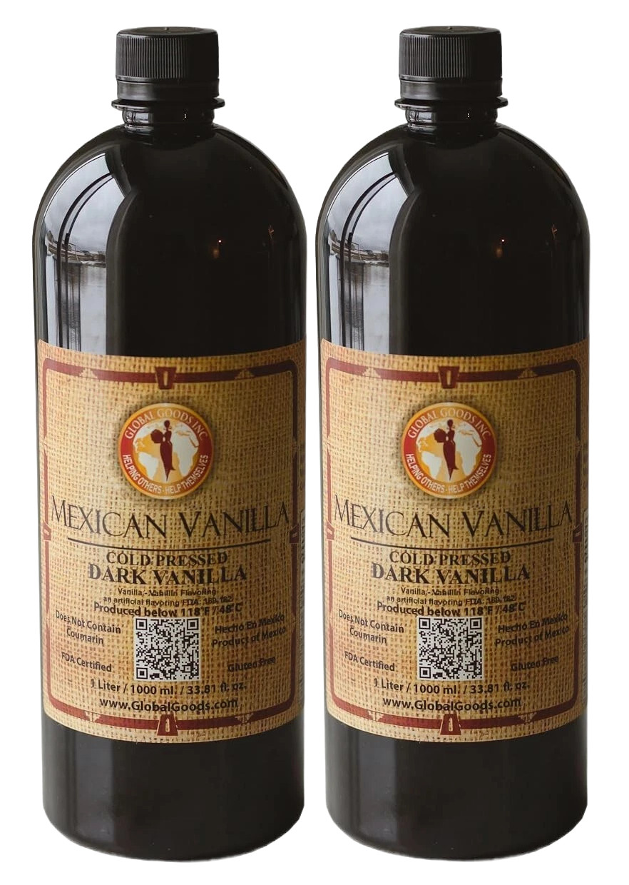 Pure Dark Mexican Vanilla Extract Gluten-Free Vanilla ,1 liter – 2 Pack