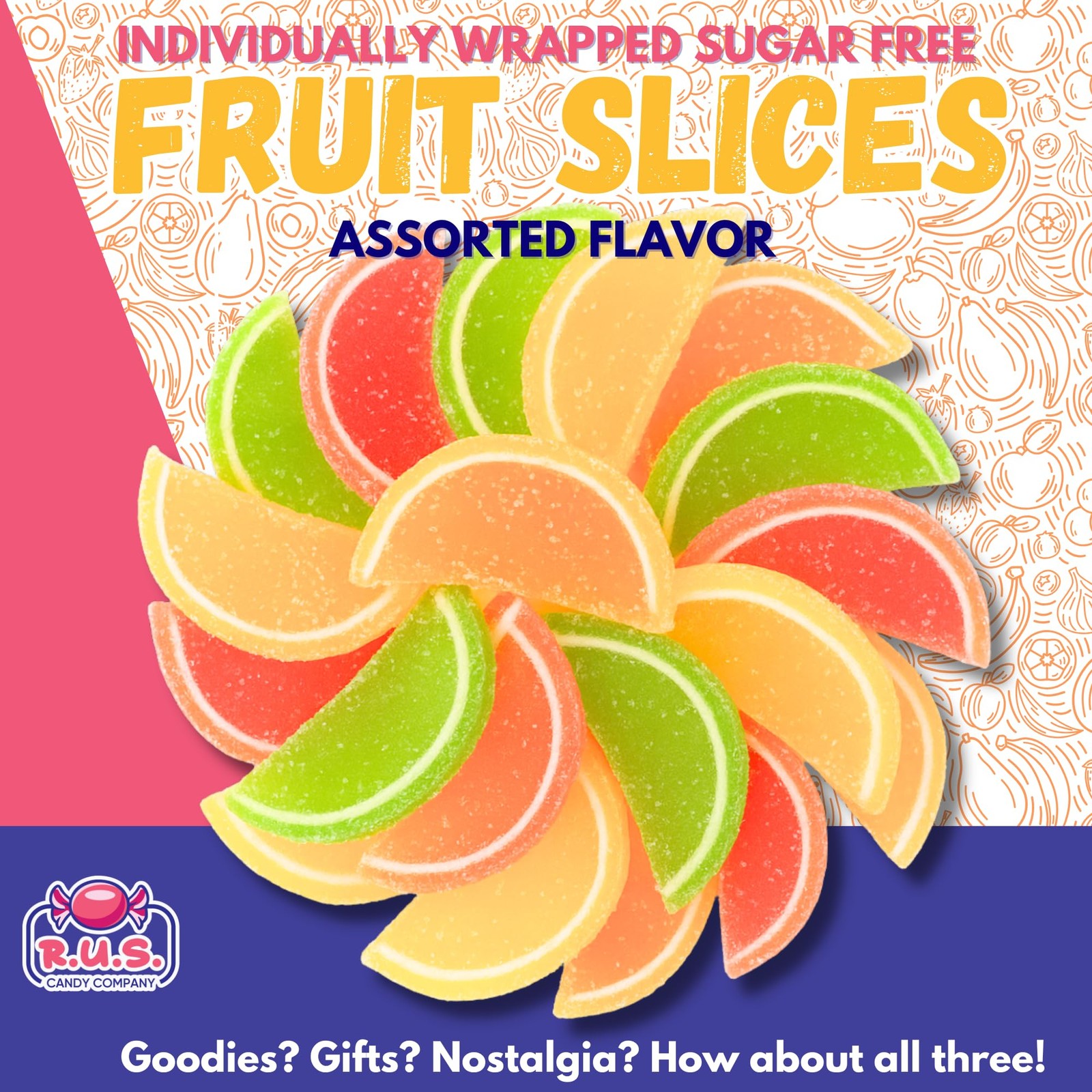 RUS Candy Company SugarFree Fruit Slices – 2 Lbs Bulk Bag | Classic Jelly Fru…