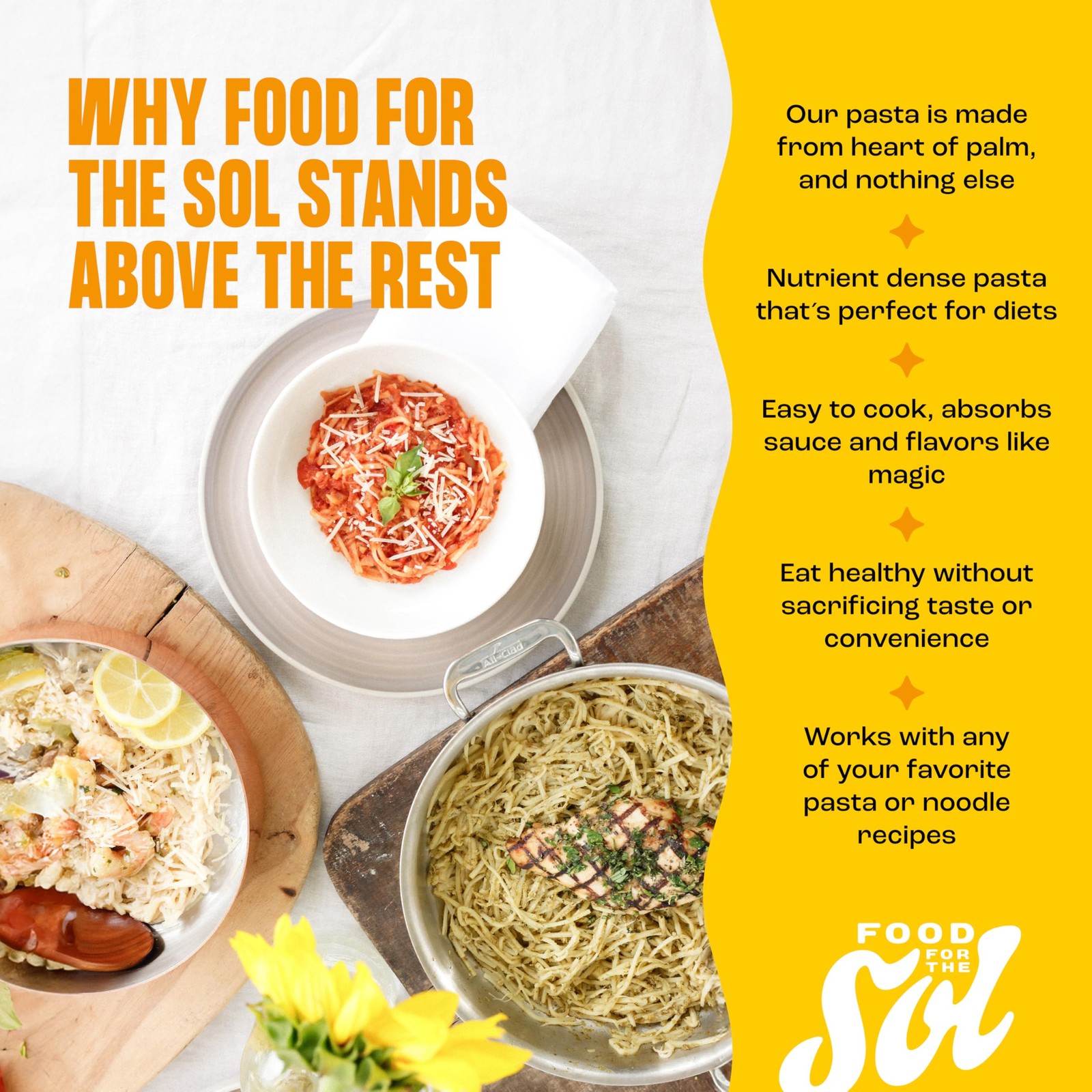 Food for the Sol Hearts of Palm Pasta (3-Pack) – Vegan, 12 Ounce (Pack 3)