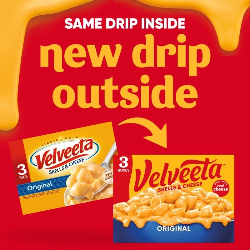 Velveeta Shells and Cheese Original Mac N Cheese Dinner, 3 ct Pack, 12 oz Boxes,