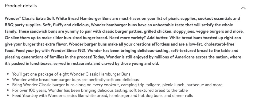Wonder Bread Classic Hamburger Buns – 15 oz Package