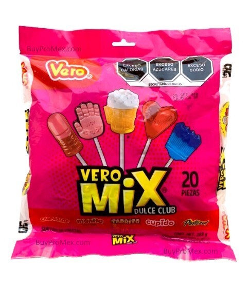 2-Pk Paletas Vero Mix Dulce Club/Vero Assorted Lollipops 20 Pcs 290g/10.22oz