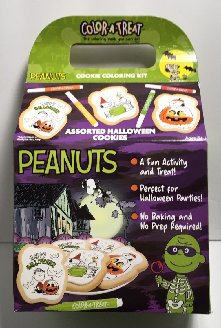 PEANUTS SNOOPY SHAPED SUGAR COOKIES COLORING KIT HALLOWEEN 12OZS NIB