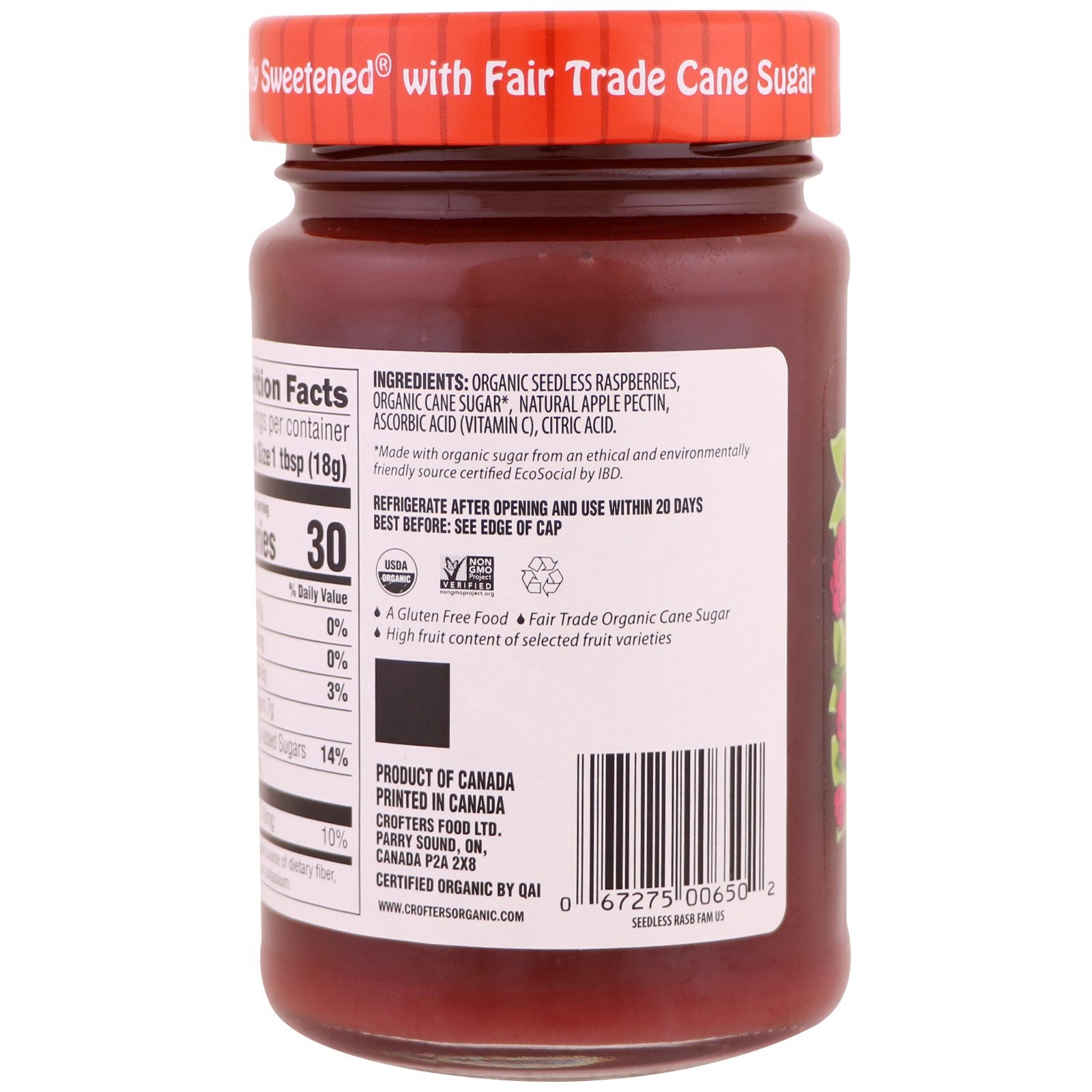 Organic Premium Spread, Seedless Raspberry, 16.5 oz (468 g)