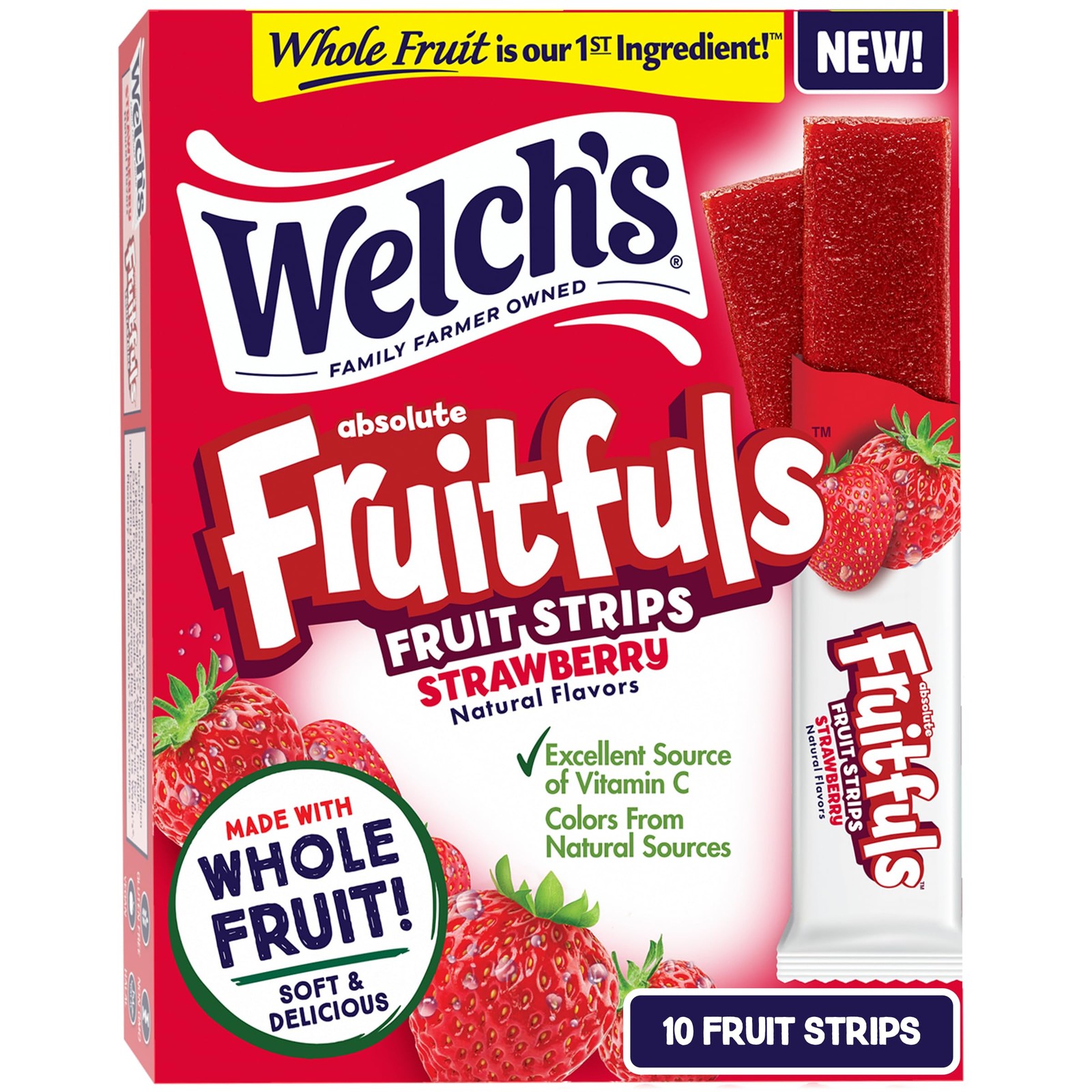 Welch’s Absolute Fruitfuls Fruit Strips, Tasty Dried Snacks Pack of 10