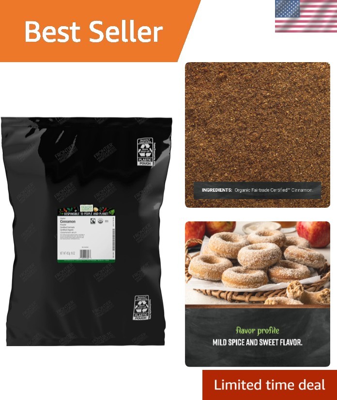 Organic Ceylon Cinnamon Powder, 16 Oz Bulk Bag – Fairtrade & Keto-Friendly