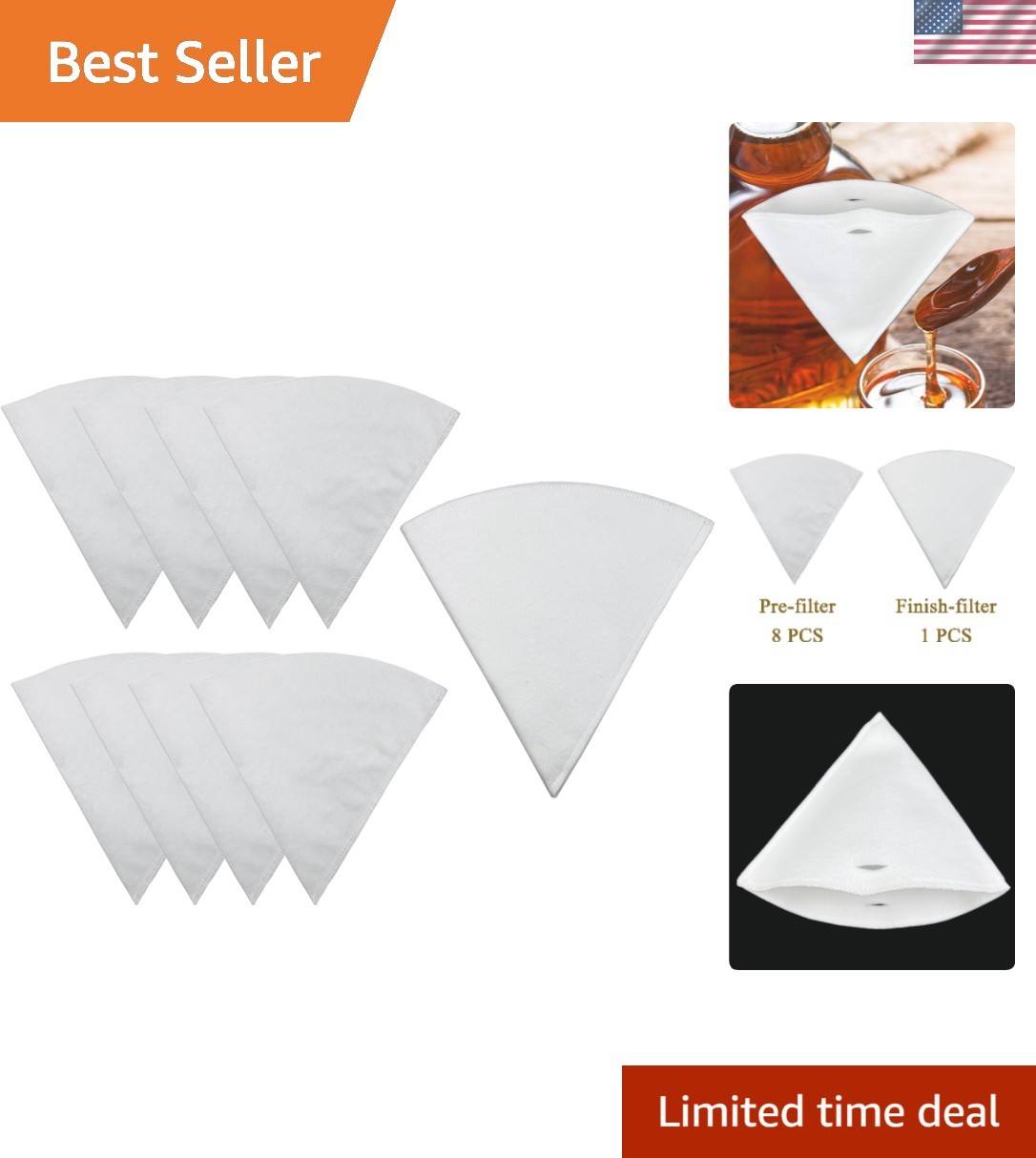 Reusable 9-Pcs Maple Syrup Filtering System with Heavy Duty Pre-Filters Included