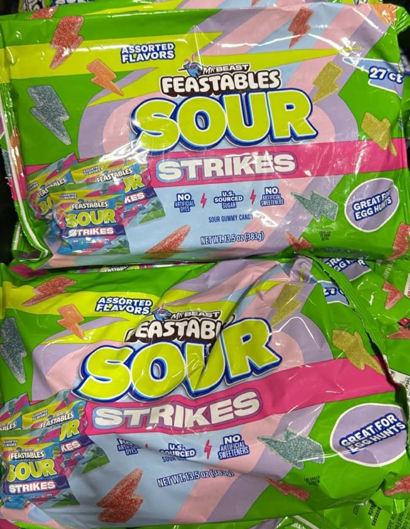 Mr Beast Feastables Sour Strikes Candy 13.5 Bag / 27 ct Mini Bags! x2! 10/2026