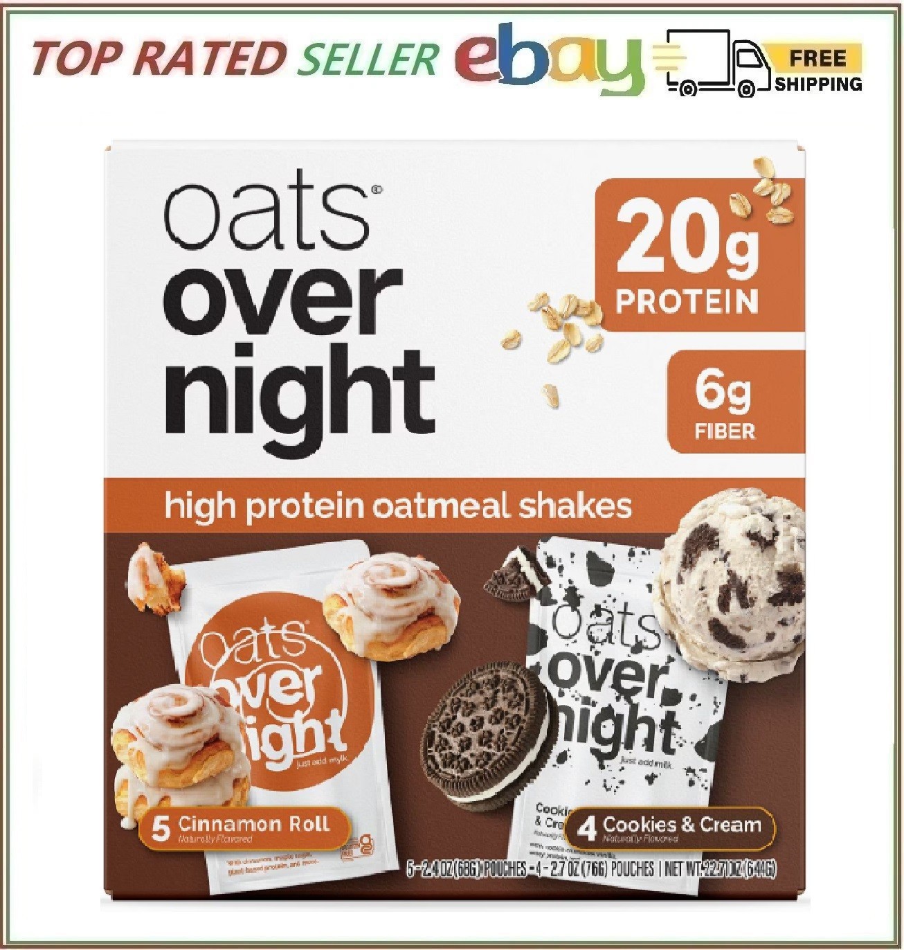 Oats Overnight High Protein Oatmeal Shakes, Variety Pack, 9 ct. FREE SHIPPING!!!