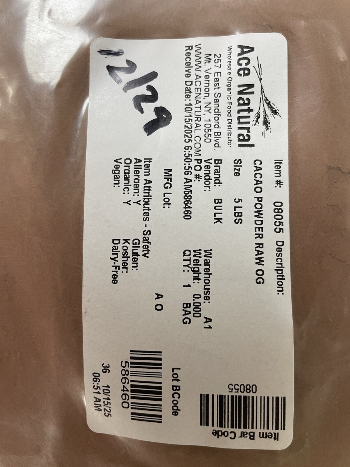 organic cocoa powder CACAO