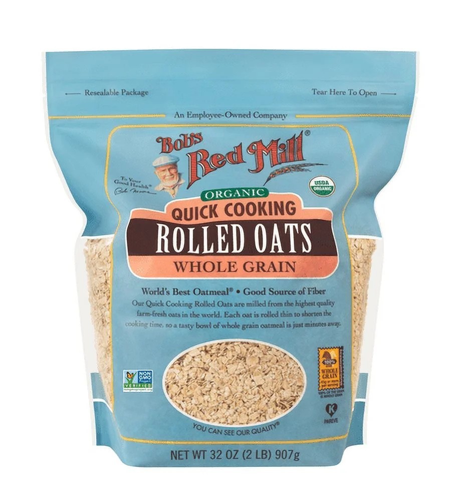 Bob’s Red Mill Organic Quick Cooking Rolled Oats, 32 oz Shelf-Stable Bag
