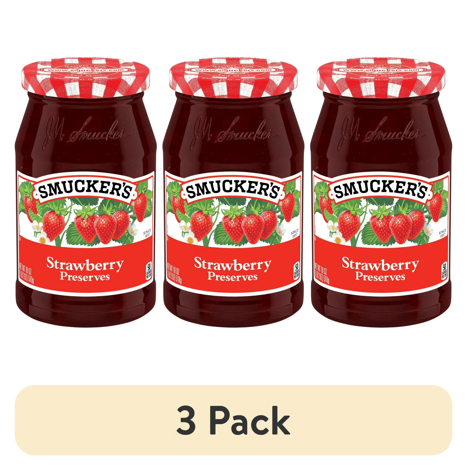 (3 pack) Smucker’s Strawberry Preserves, 18-Ounce