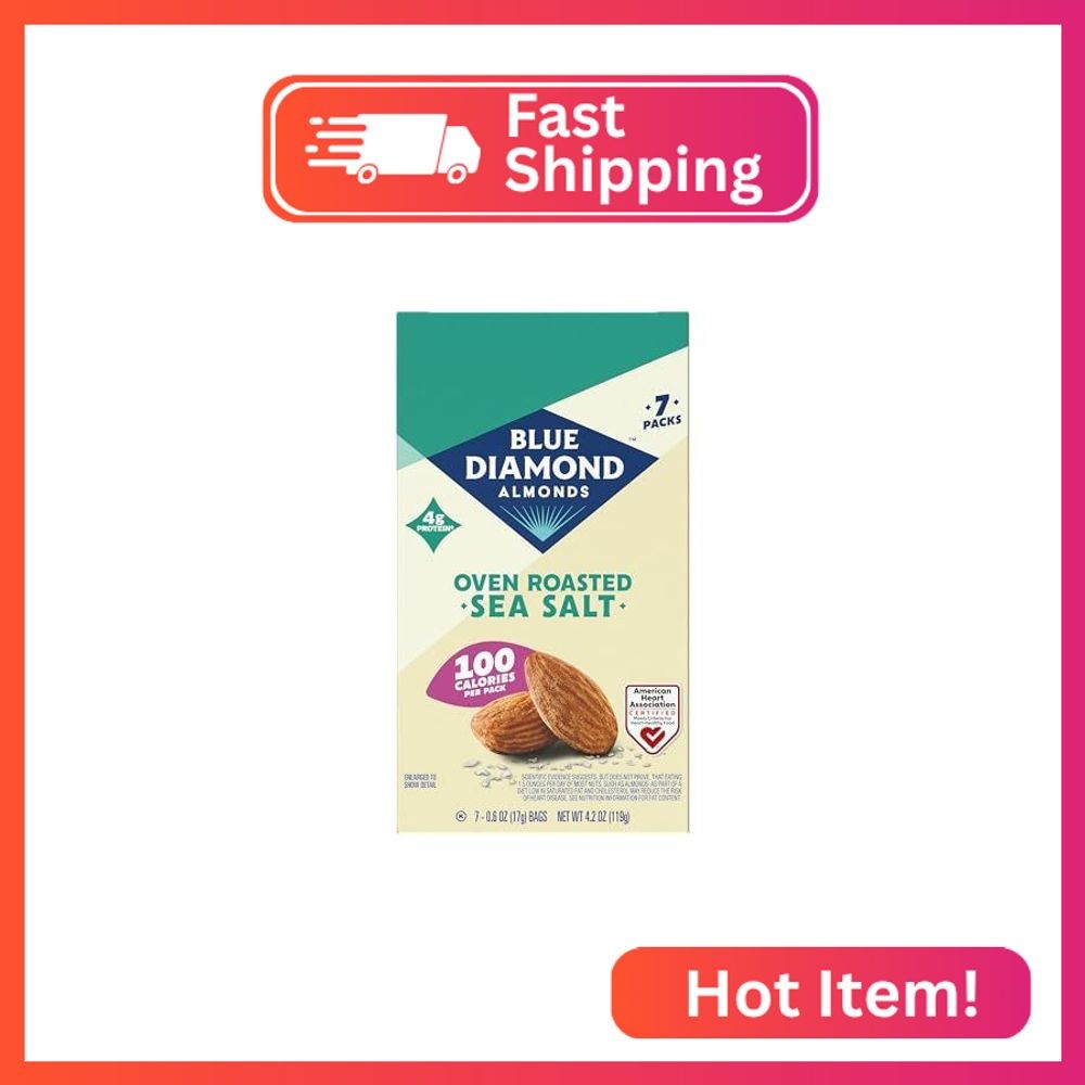 Blue Diamond Almonds, Oven Roasted, Sea Salt, 7 ct