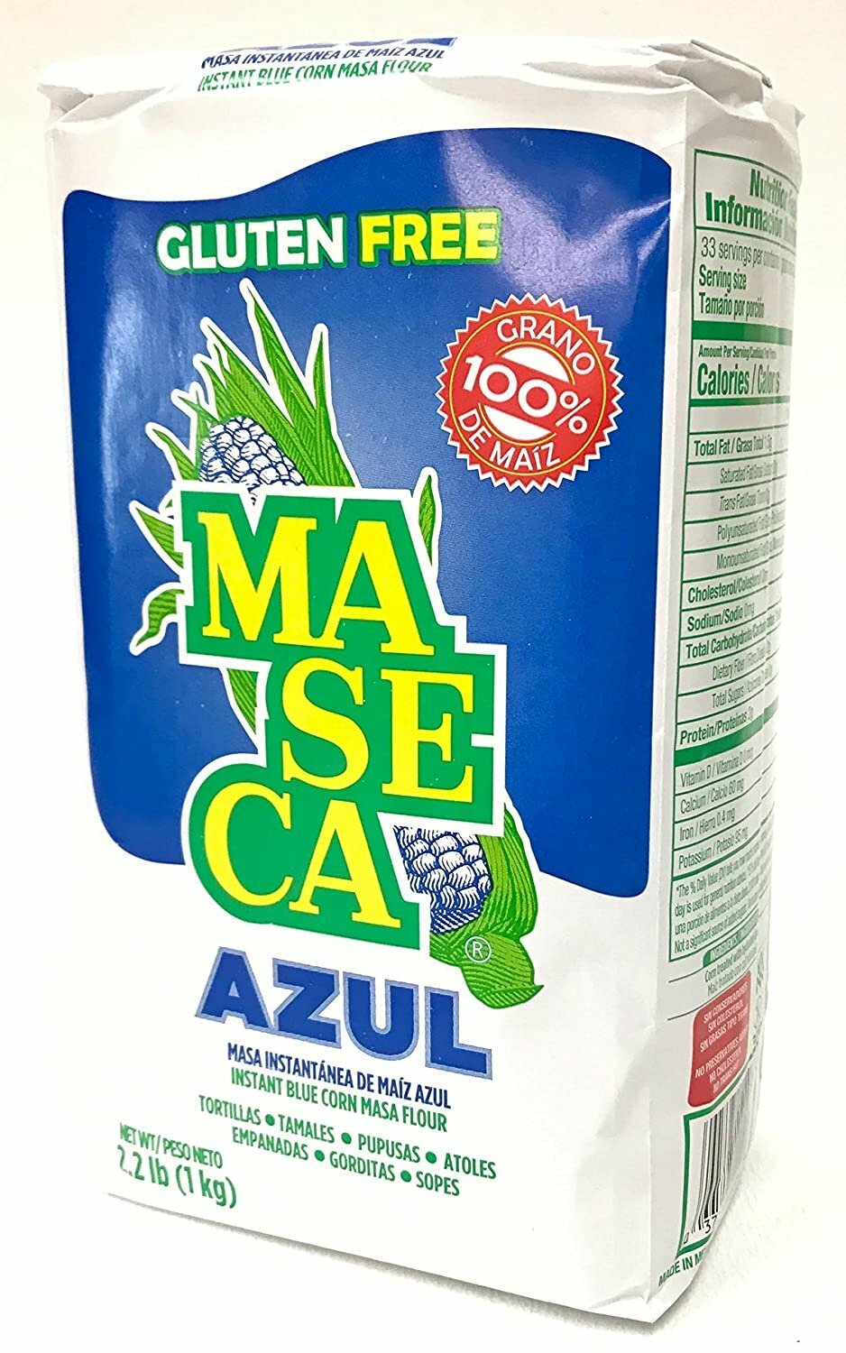 Maseca Blue Corn Instant Masa Flour – Masa de Maiz Azul ( Four- 2lb Bags)