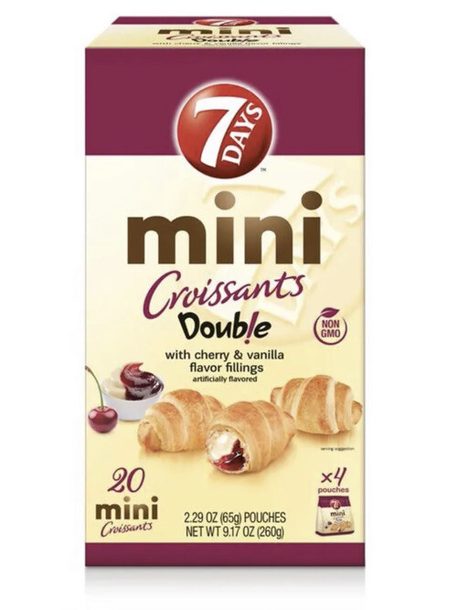 7Days Mini Croissants, Cherry & Vanilla,9.17oz Carton, 20ct (4 Pouches) FREESHIP