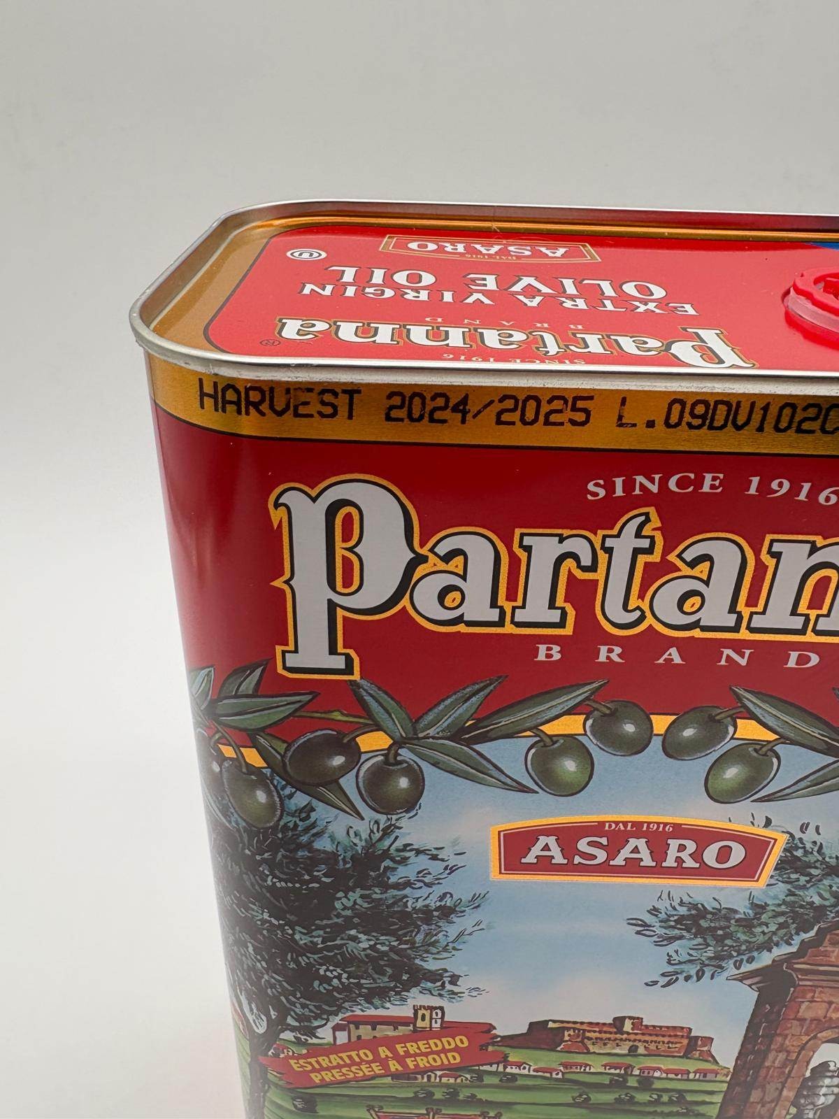 Partanna Extra Virgin Olive Oil 3L Tin Italian EVOO Robust Fruity Harvest