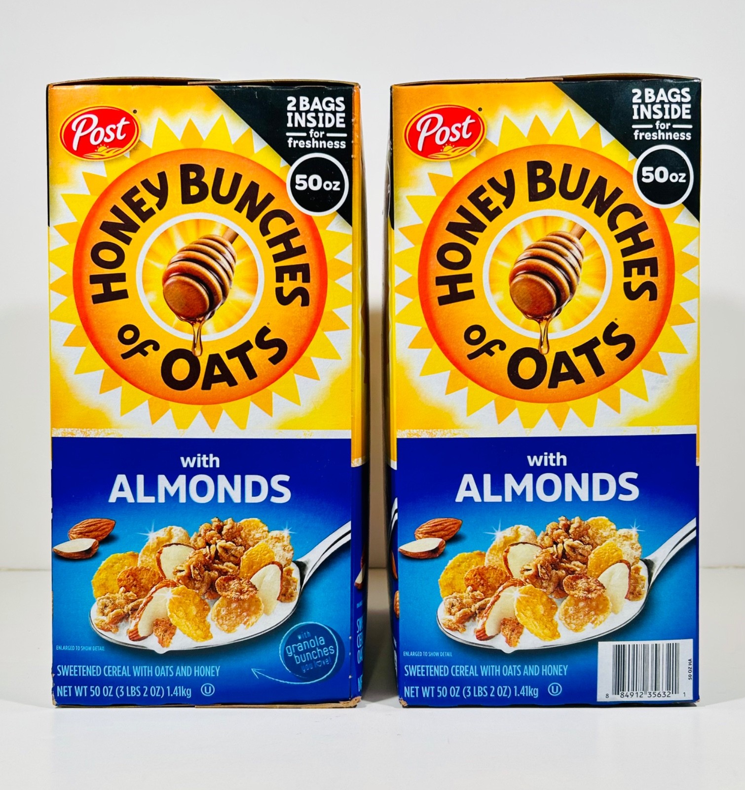 Post Honey Bunches of Oats w/Almonds Cereal, 100 oz (4-25 oz bags), 4/2027