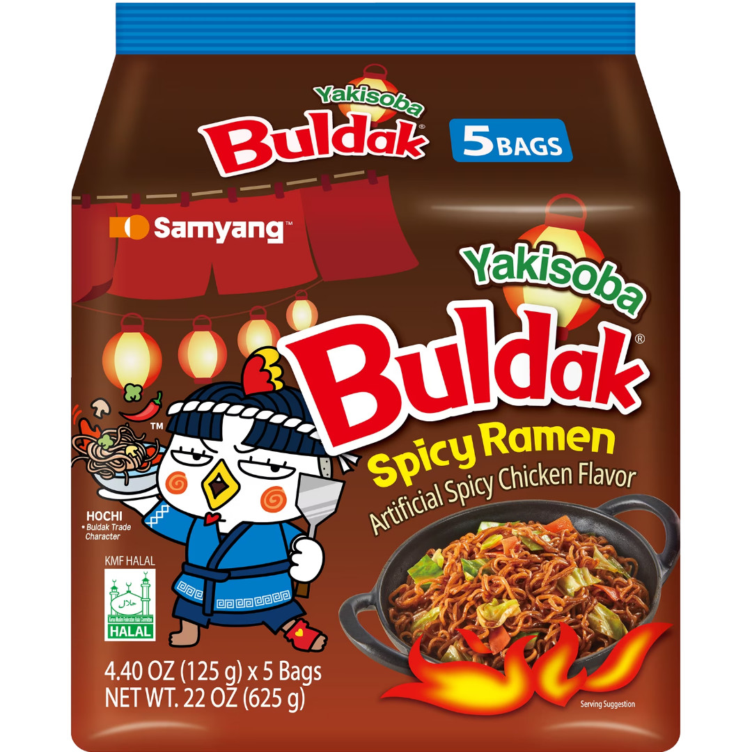 Samyang Buldak Spicy Yakisoba Ramen 5-Pack, 4.40 oz Bags