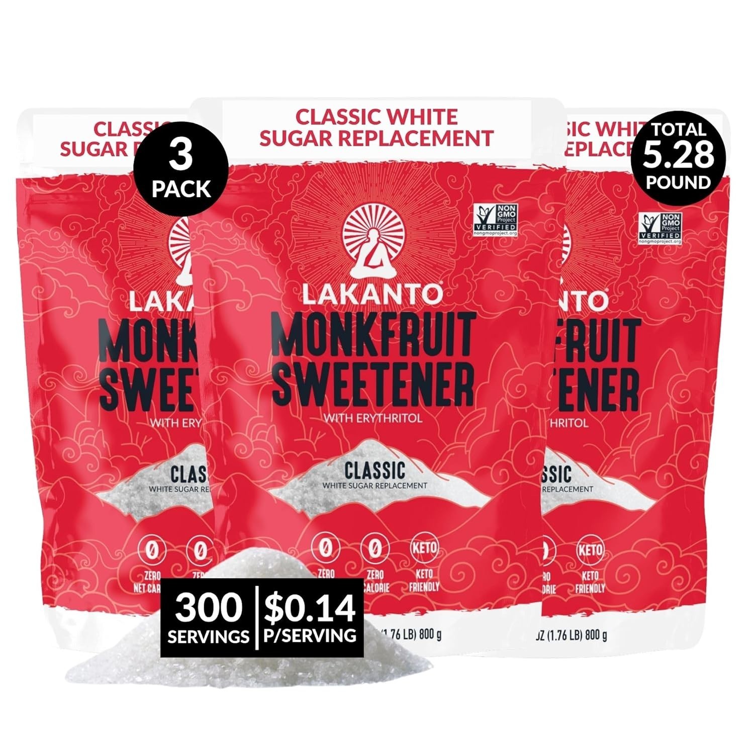 Versatile Monk Fruit & Erythritol Blend – Perfect for Baking, 1.76 lb Pack of 3