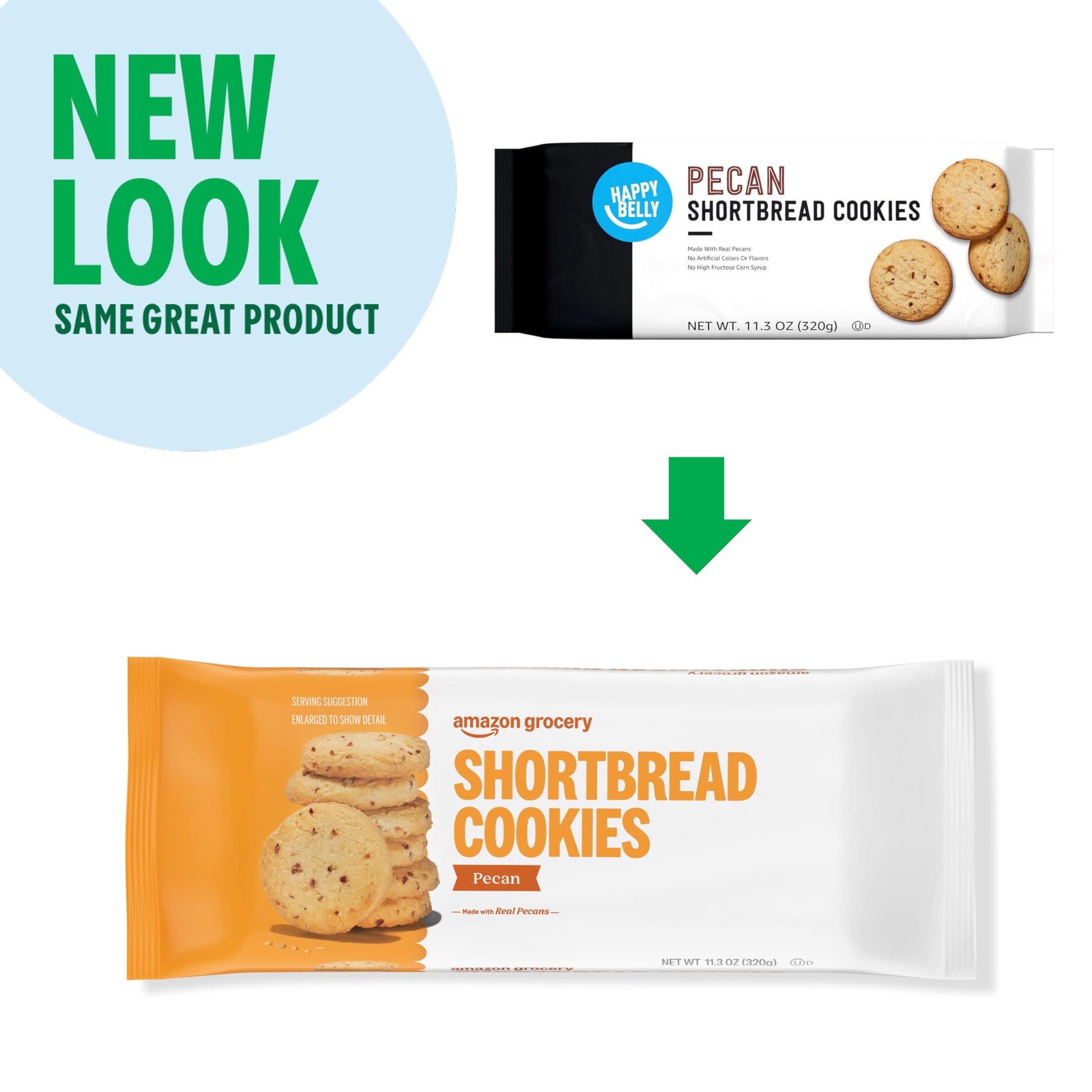 Amazon Grocery, Pecan Shortbread Cookies, 11.3 Ounce (Pack of 1), Brown