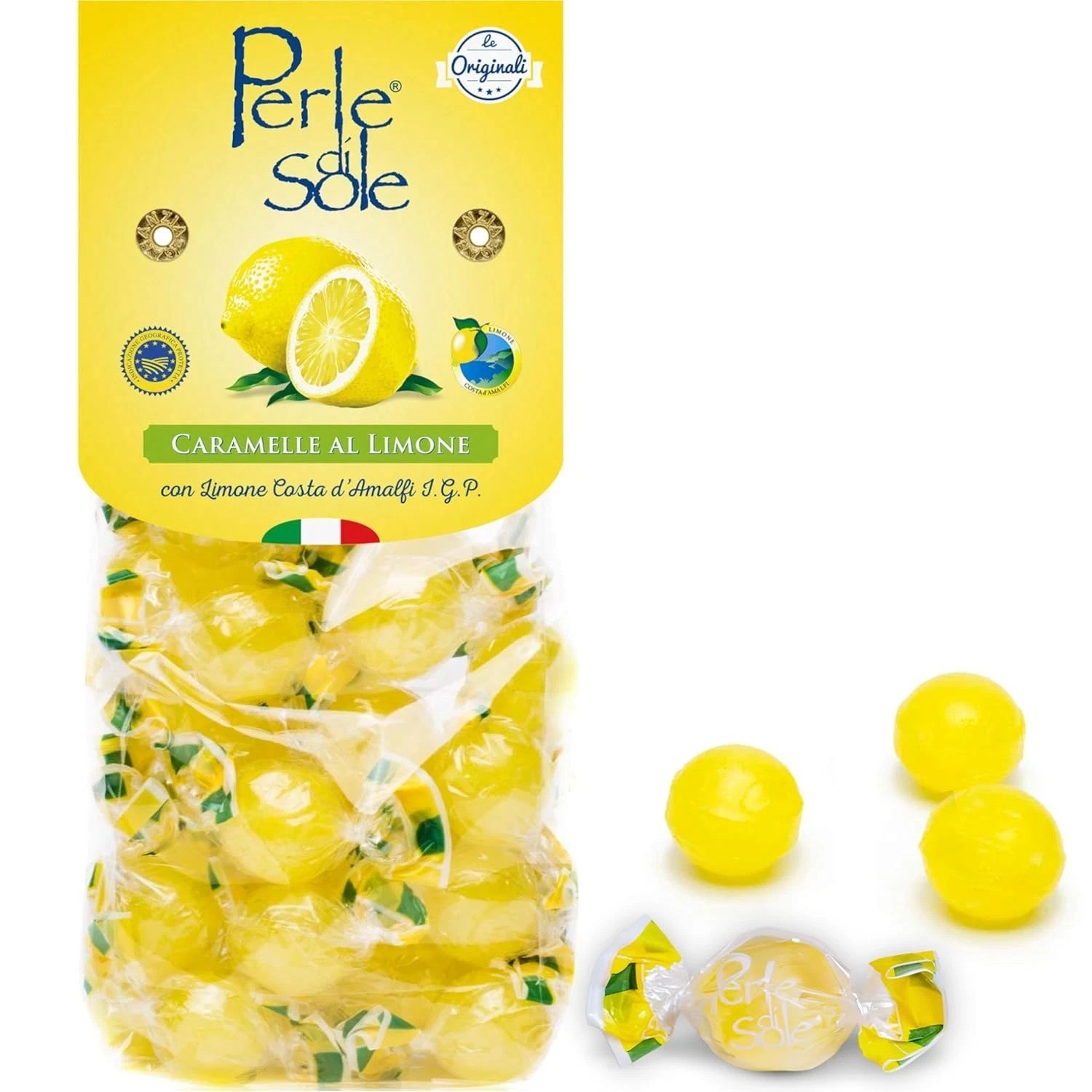 Perle Di Sole Italian Lemon Drops Hard Candy Individually Wrapped (7.05 Oz) Made