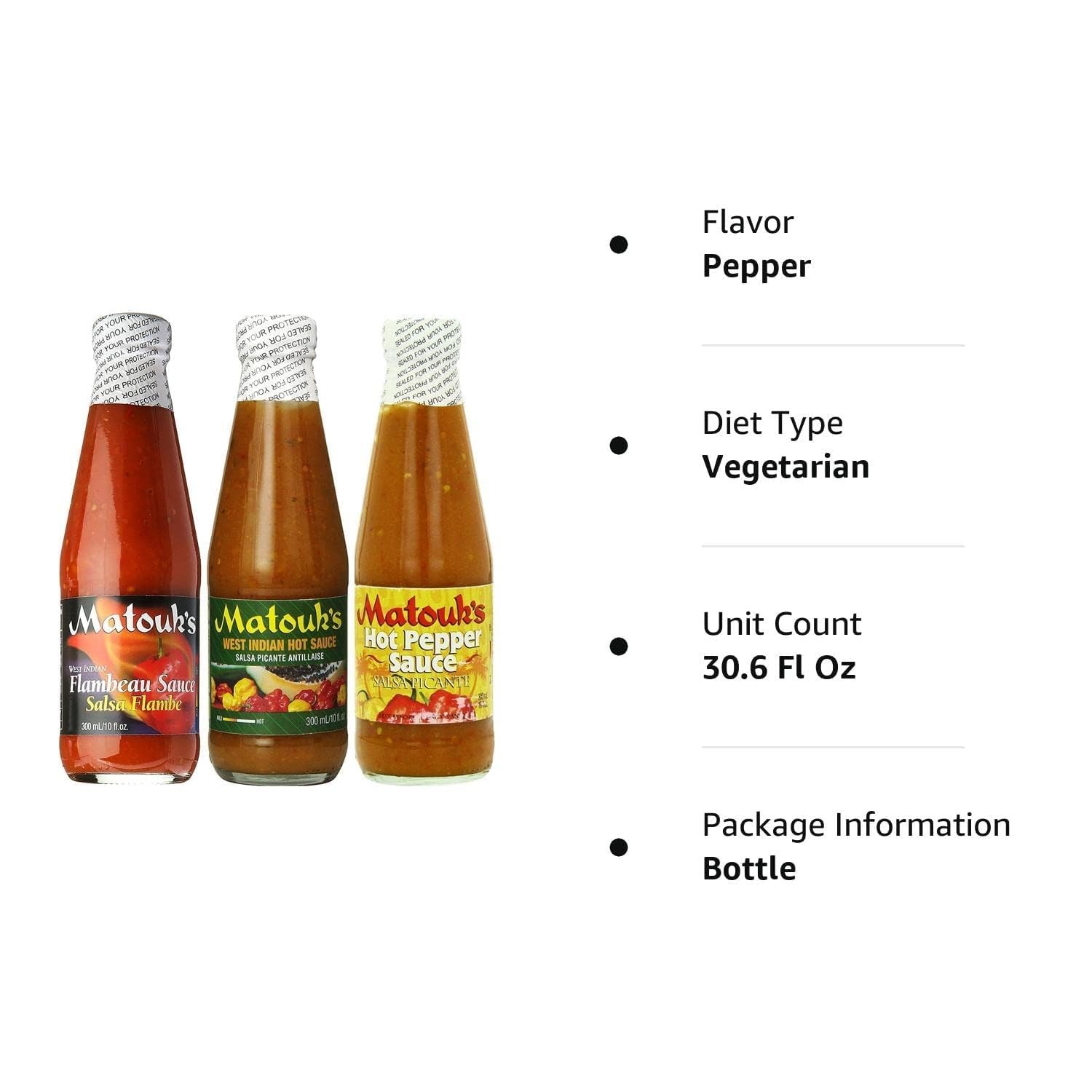 West Indian Hot Pepper Sauce Variety Pack 10 Ounce, Set of 3 Bottles