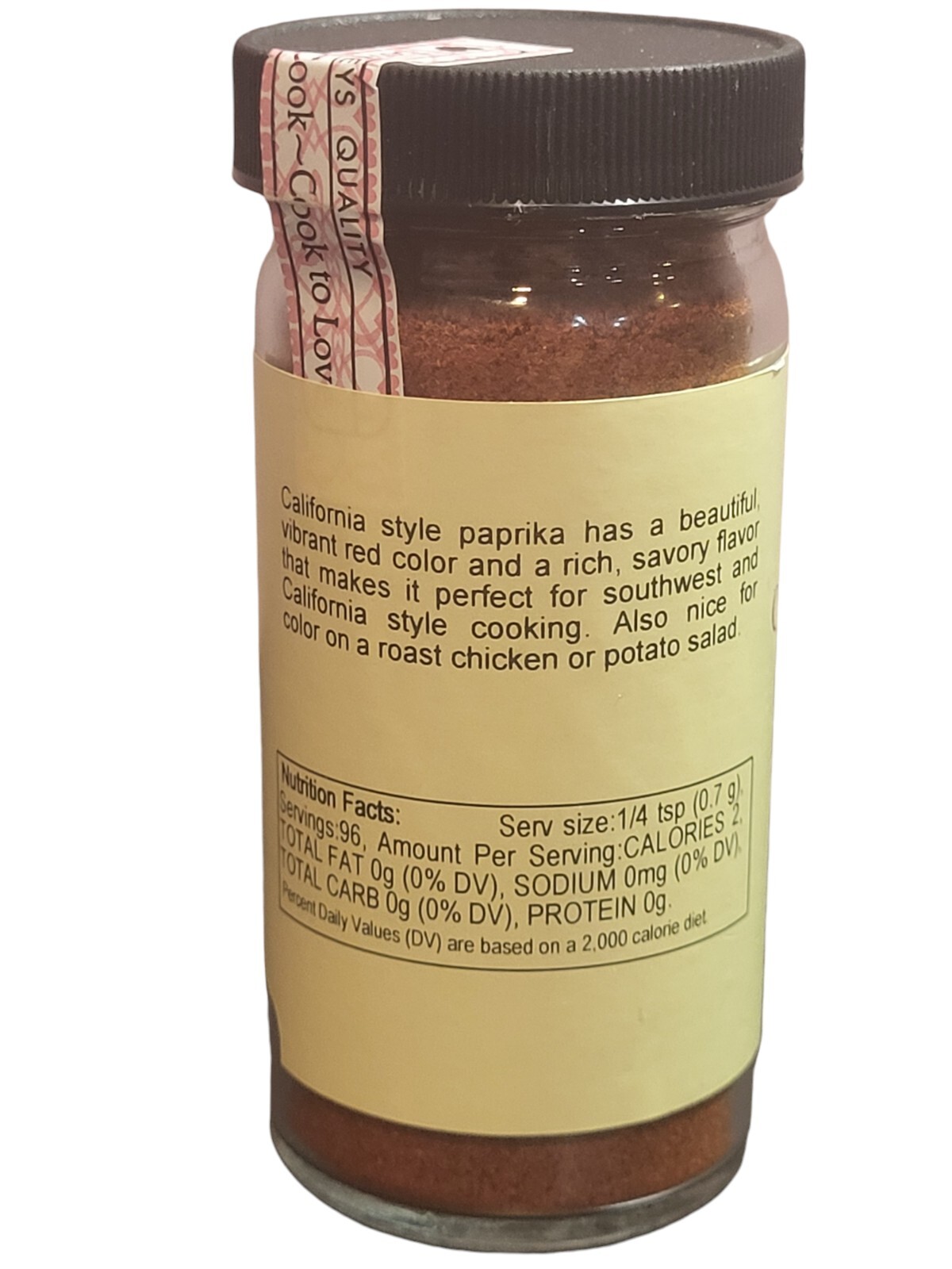Paprika California Style Sweet by Penzeys Spices 2.4 oz 1/2 Cup Jar Exp 4/2026