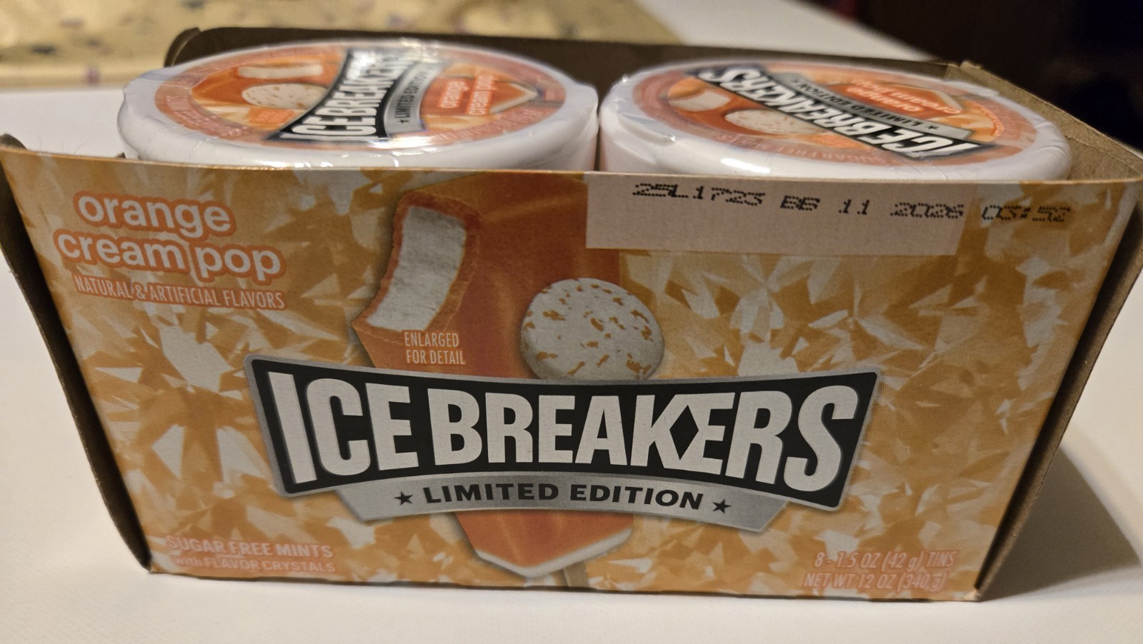 LOT OF 8 Ice Breakers Orange Cream Pop Mints – RARE Limited Edition – NEW SEALED