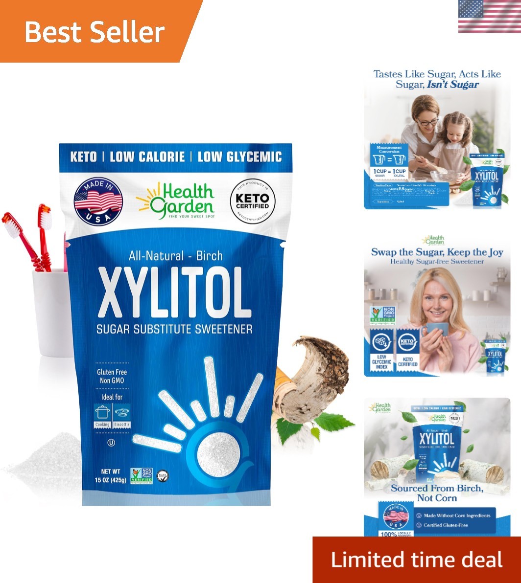 Crystal Birch Xylitol Sweetener 15 oz – Sweetness Without Sugar Spike, Non-GMO