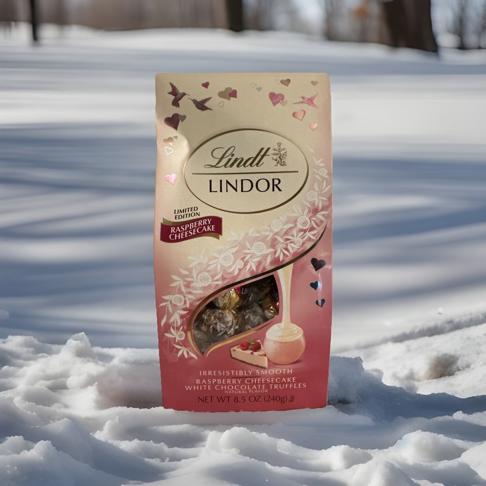 🟢 New Limited Valentine Lindt Lindor RASPBERRY CHEESECAKE White Chocolate 8.5oz