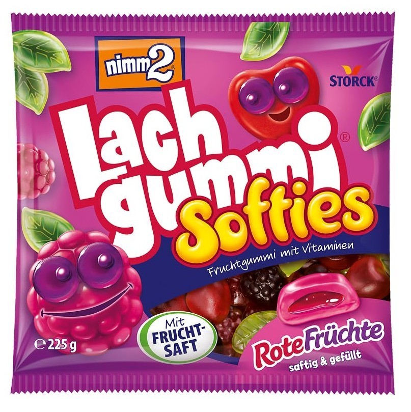 7x Nimm2 Lachgummi Softies Filled Fruit Gum Juice 225g – Ships from Germany!