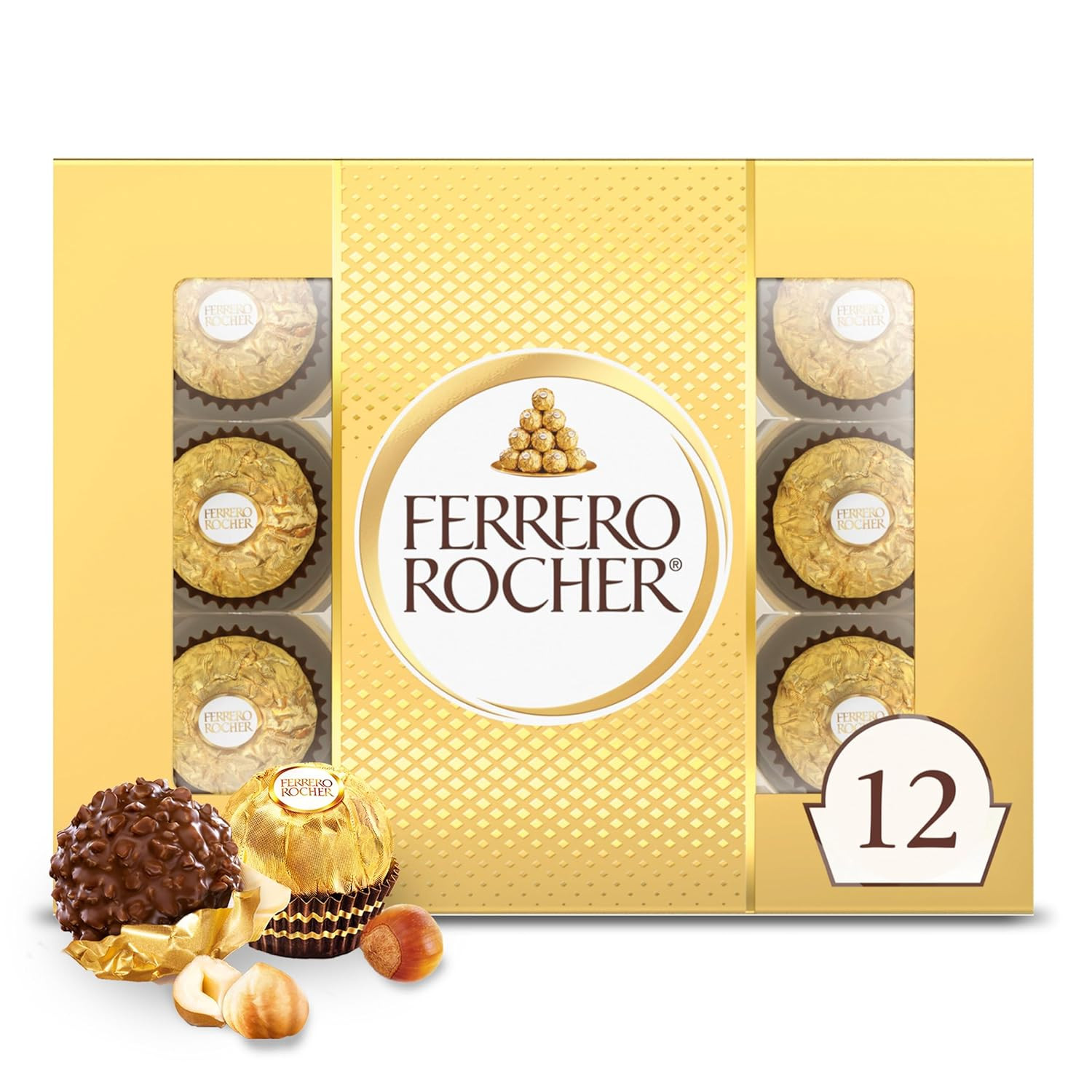 Gourmet Hazelnut Milk Chocolate Gift Box, 12 Individually Wrapped Chocolates, 5.