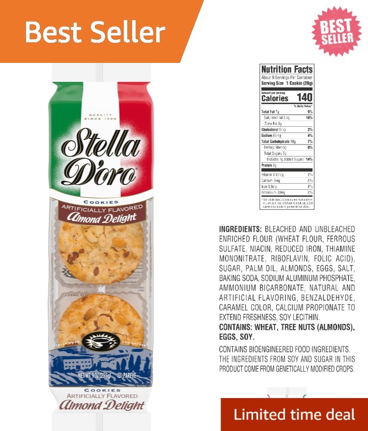Almond Delight Italian Cookies, 9 Oz – Crispy Kosher Treats for All Occasions