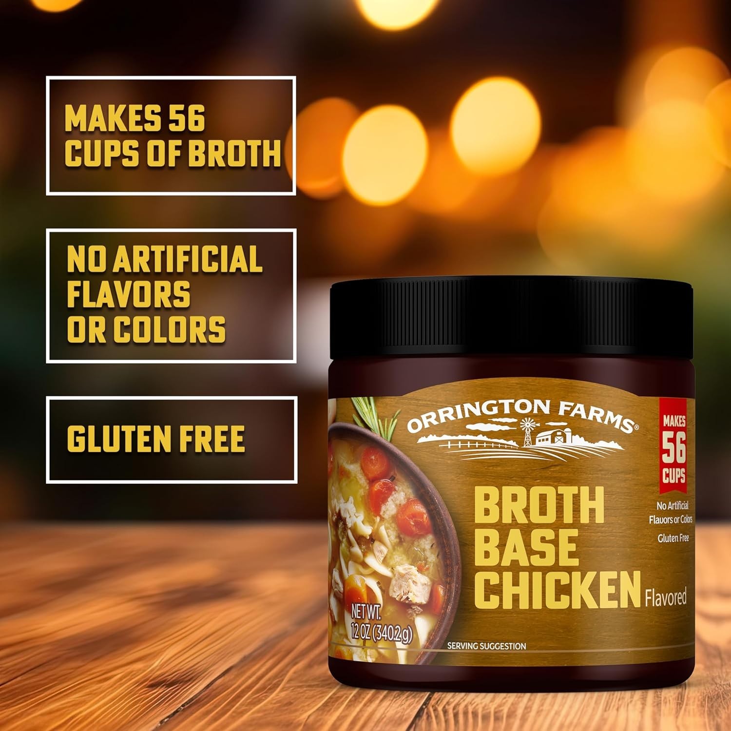Easy-to-Use Chicken Broth Base – 12 oz Jar, No MSG Added, Quick Flavor Boost