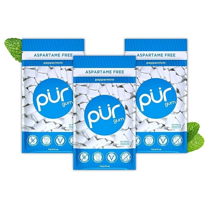 PUR Gum Aspartame Free Chewing Gum 100% Xylitol Natural, 55 Ct (Select Flavor)