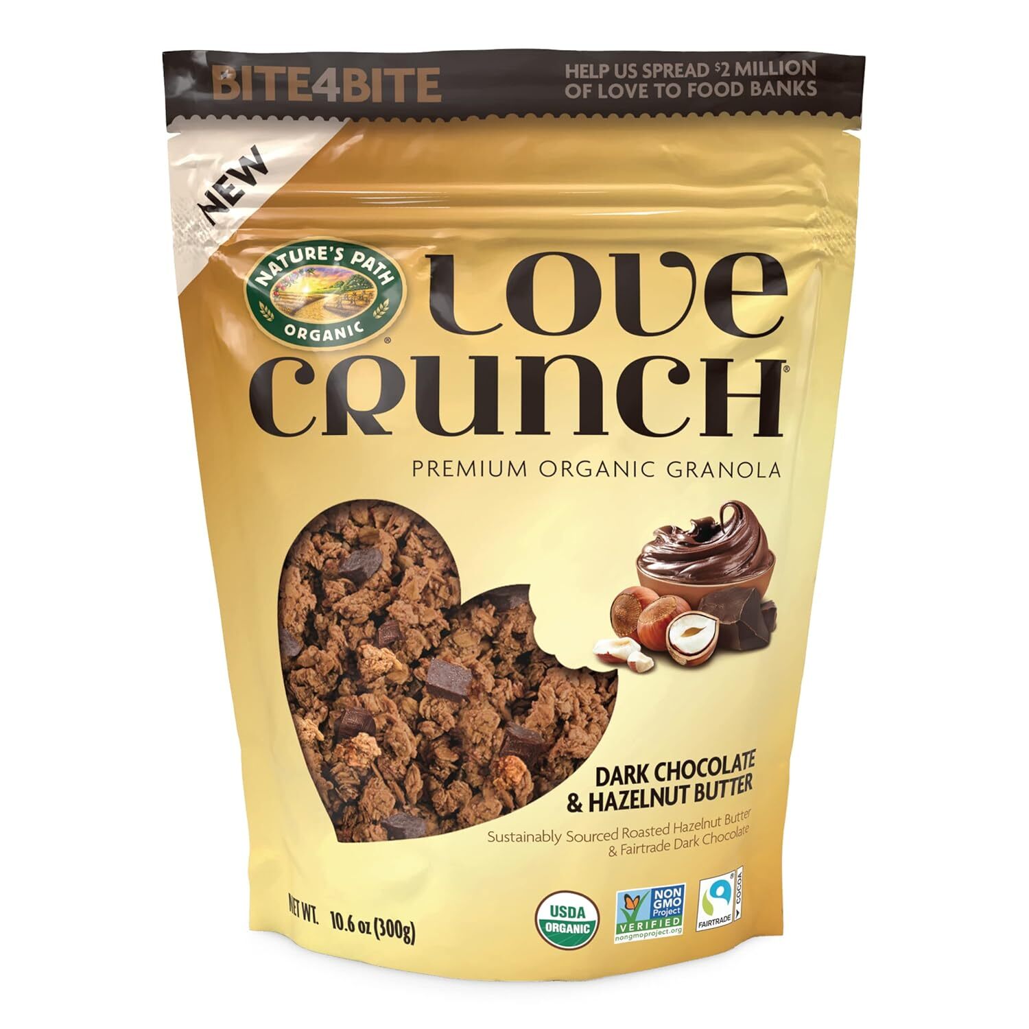 Granola Organica De Chocolate Amargo Y Mantequilla De Avellanas, Bolsa De 10.6