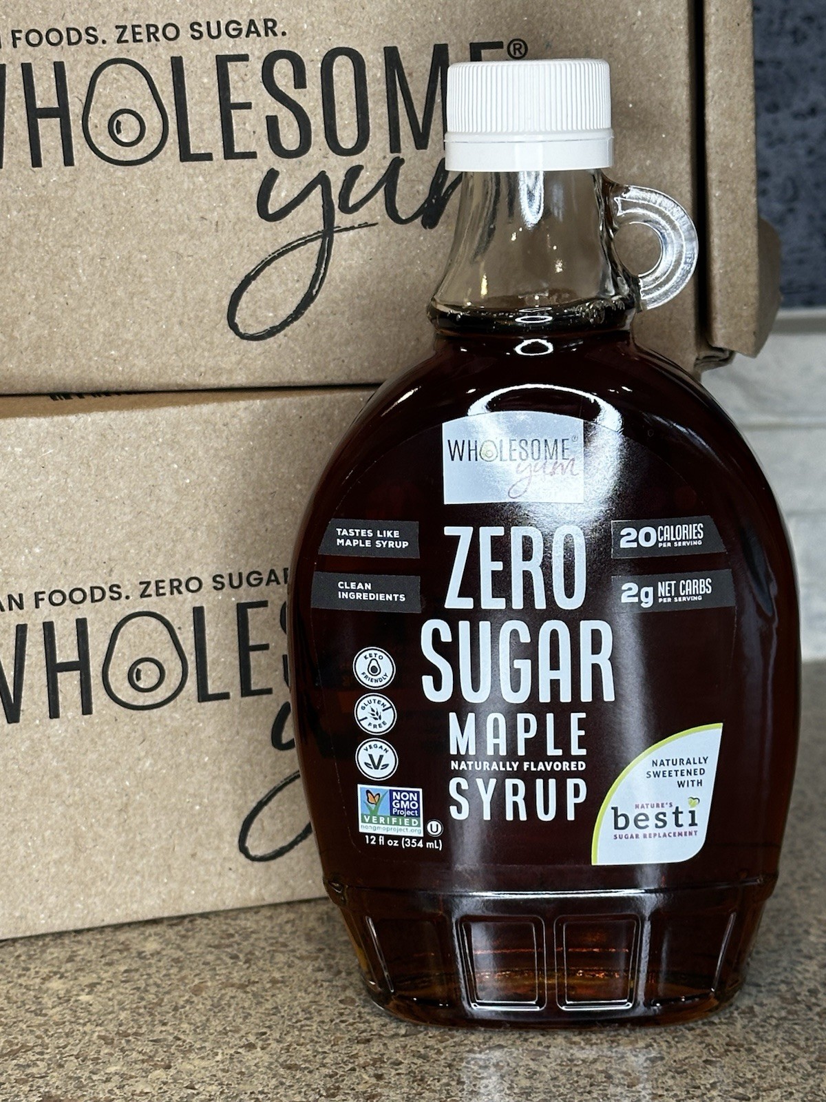 Wholesome Yum Zero Sugar Maple Syrup With Monk Fruit & Allulose – 12 fl oz