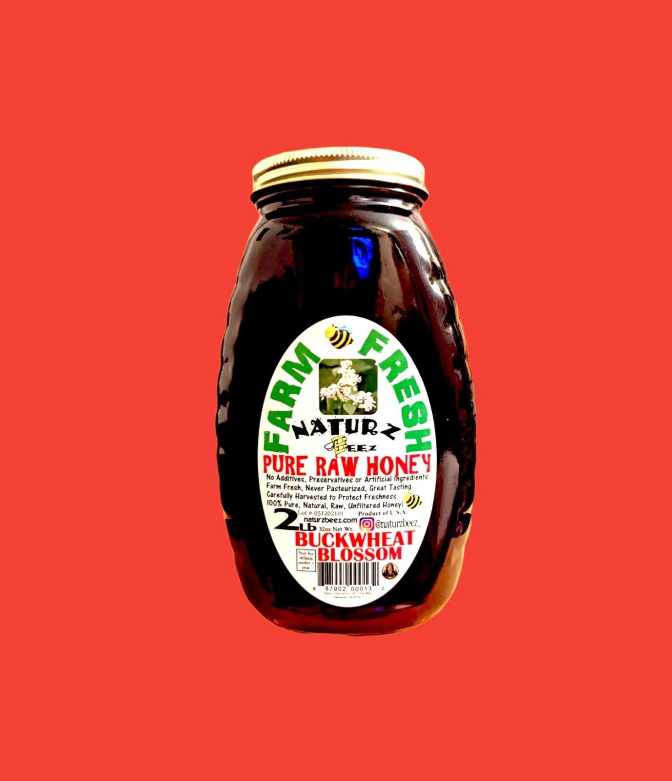 RAW HONEY BUCKWHEAT BLOSSOM HONEY 2LB 908g 100% PURE RAW Unfiltered
