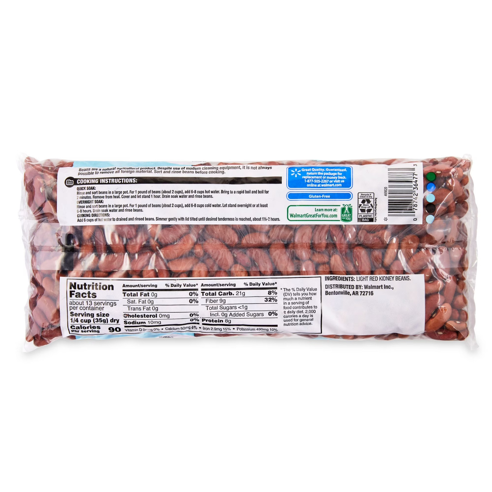 (8 pack) Great Value Light Red Kidney Beans, 1 lb…..