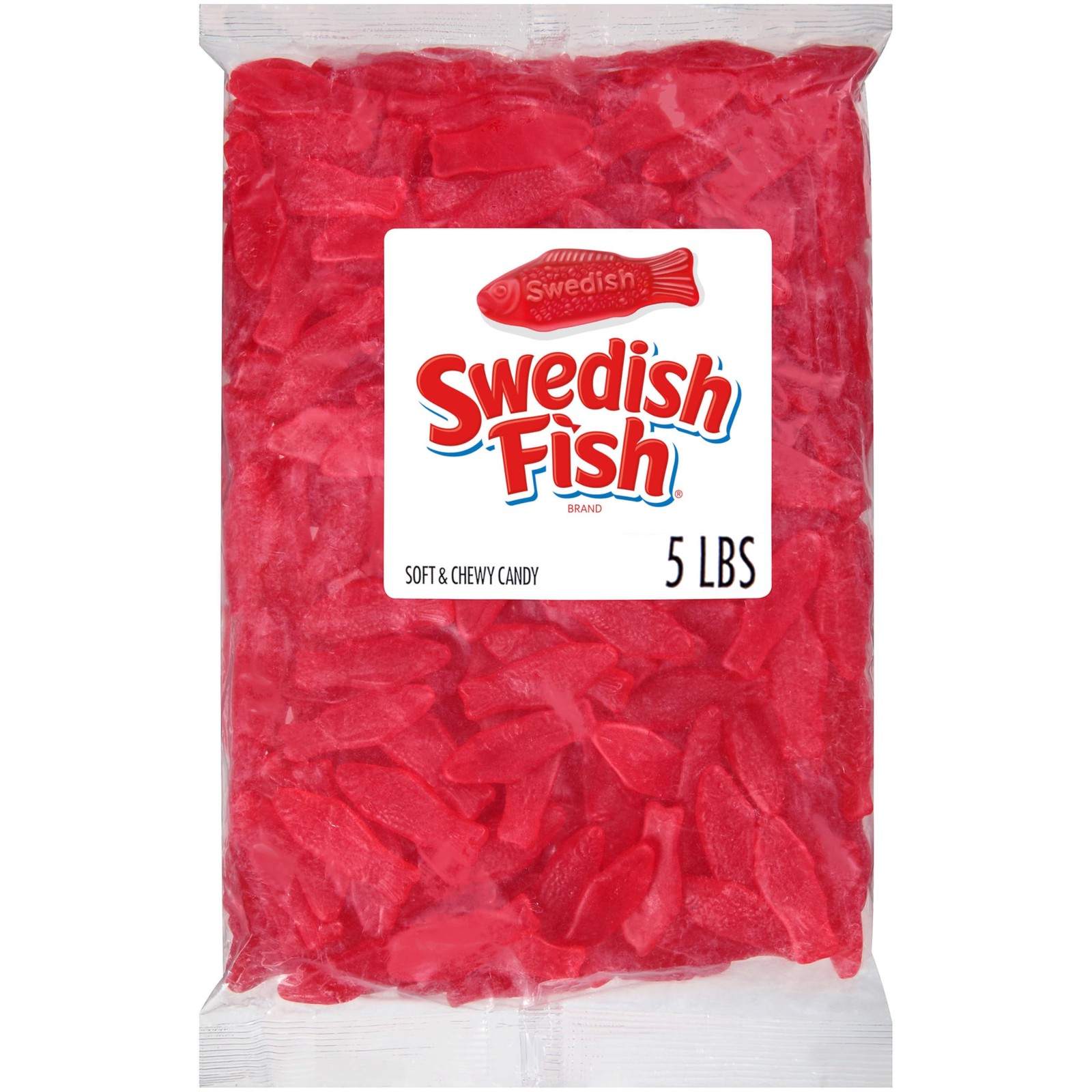 SWEDISH FISH Soft & Chewy Gummy Candy, Bulk 80 Ounce (Pack of 1), Red
