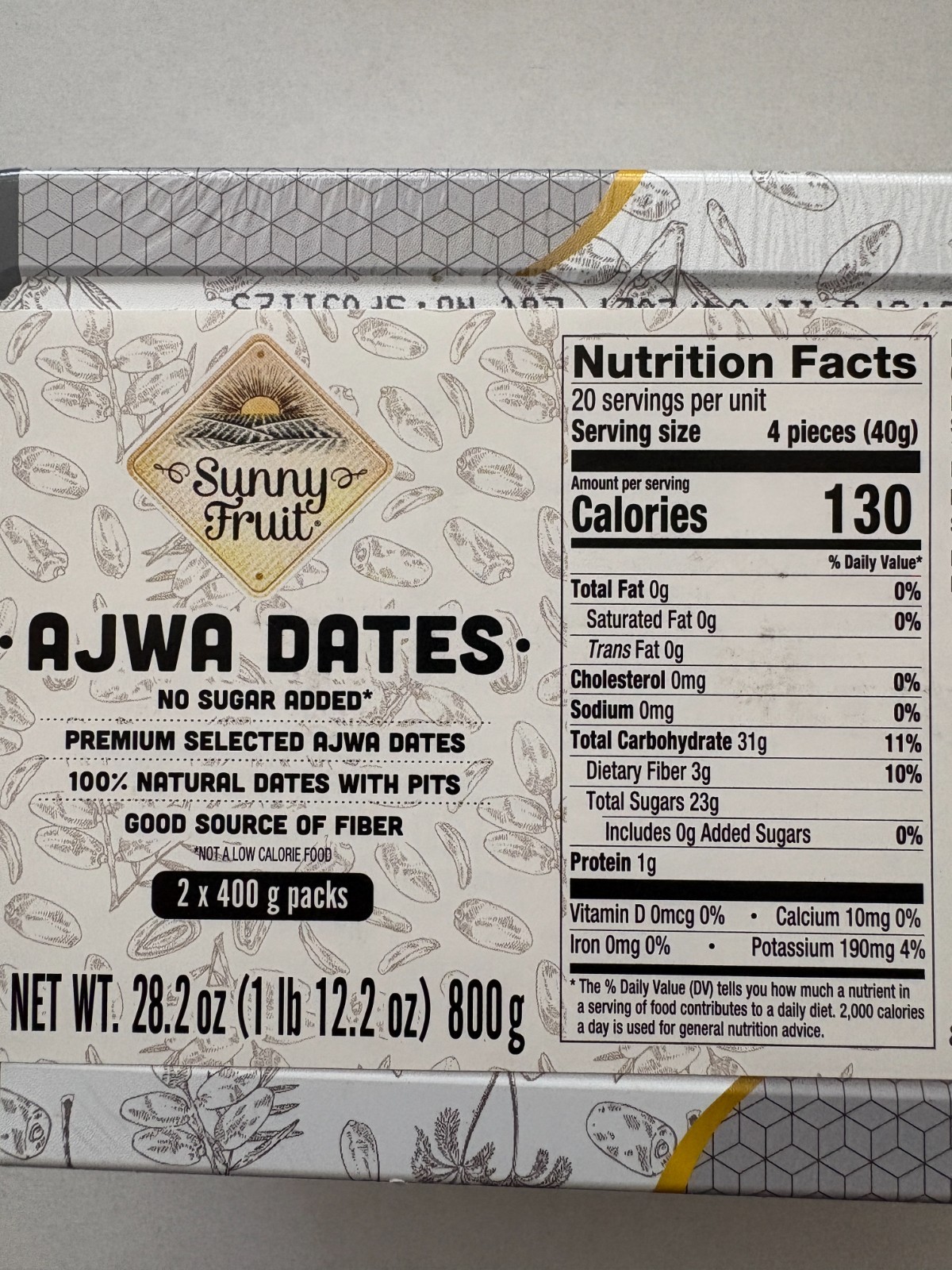 AJWA Dates Premium Quality 2 p Fruit AJWA Dates – 2 Boxes – Total 28.2 Oz – 800g