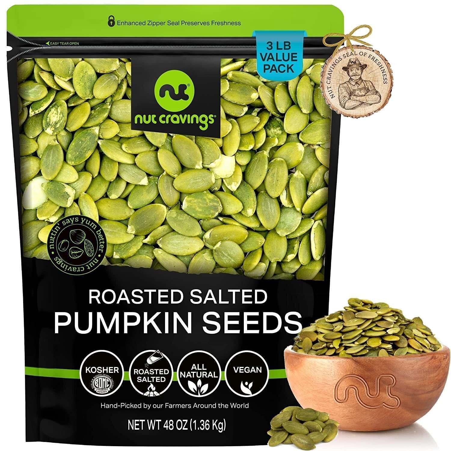 Roasted & Salted Pumpkin Seeds, Pepitas, No Shell (48 Ounce, 3LB)