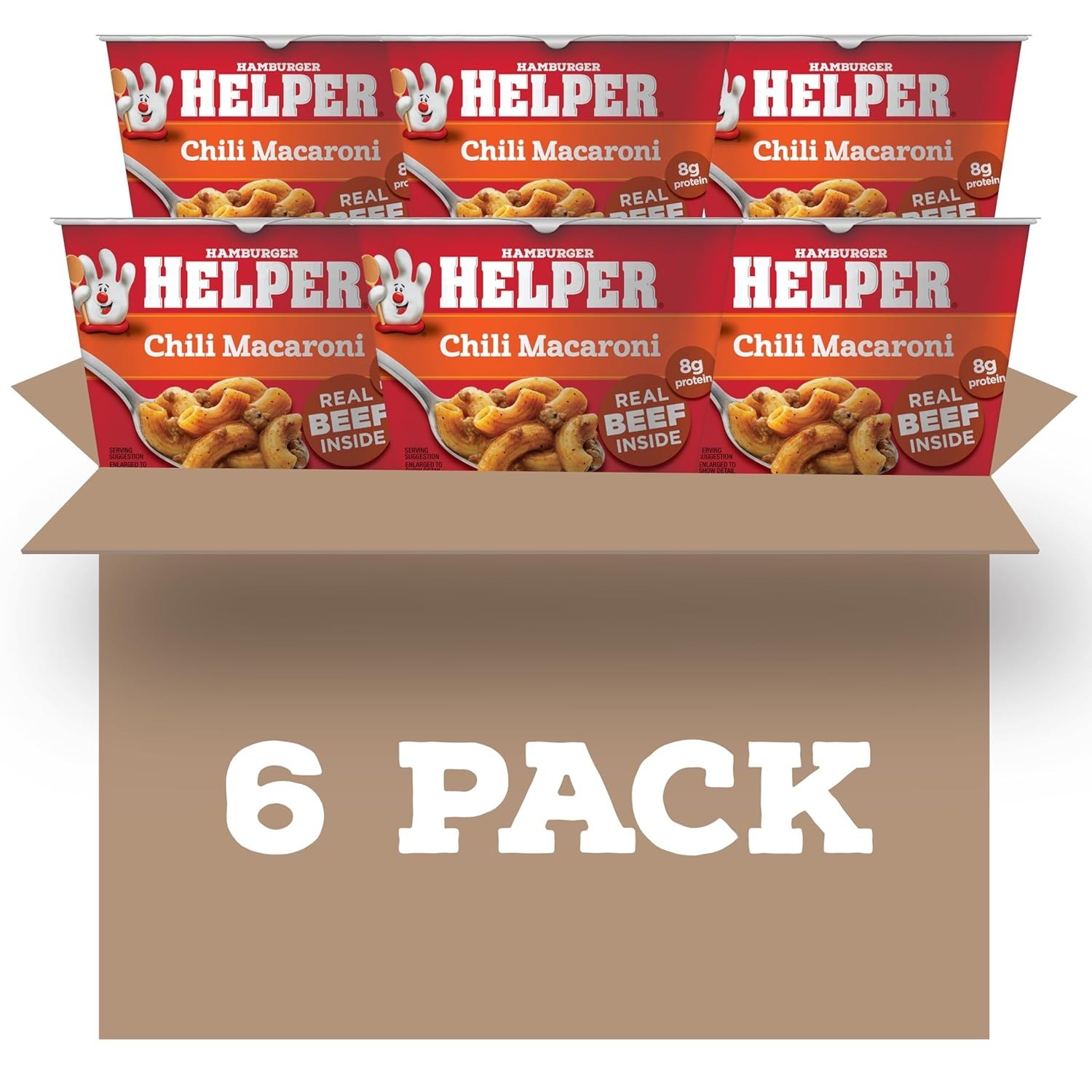 Microwave Chili Macaroni Cups 2oz Pack of 6 with Real Beef 8g Protein Ready i…