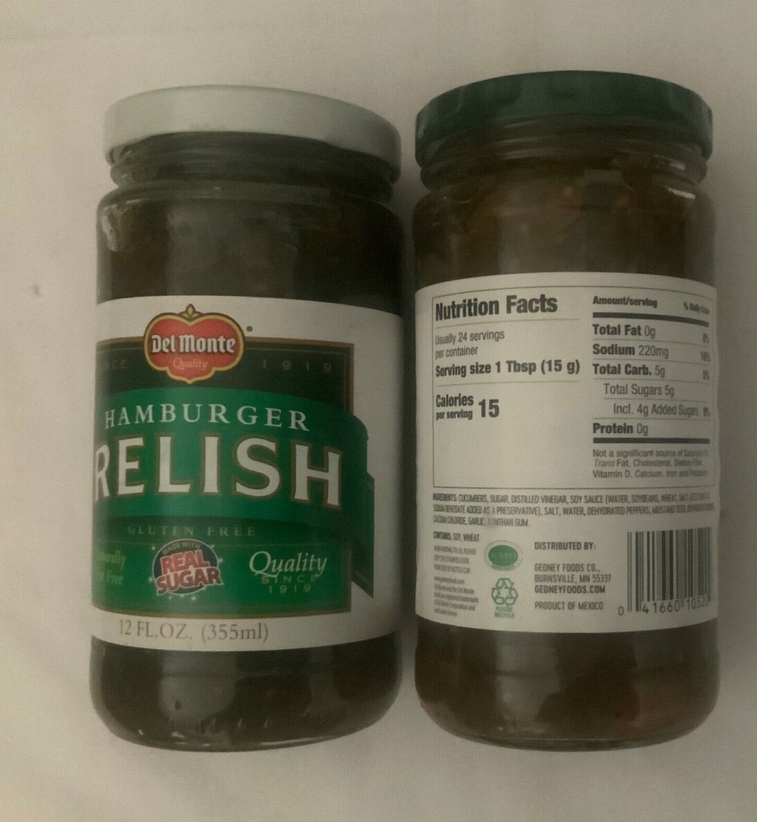 Del Monte Hamburger Relish 12 oz Jar – 2 Pack Exp 08/27