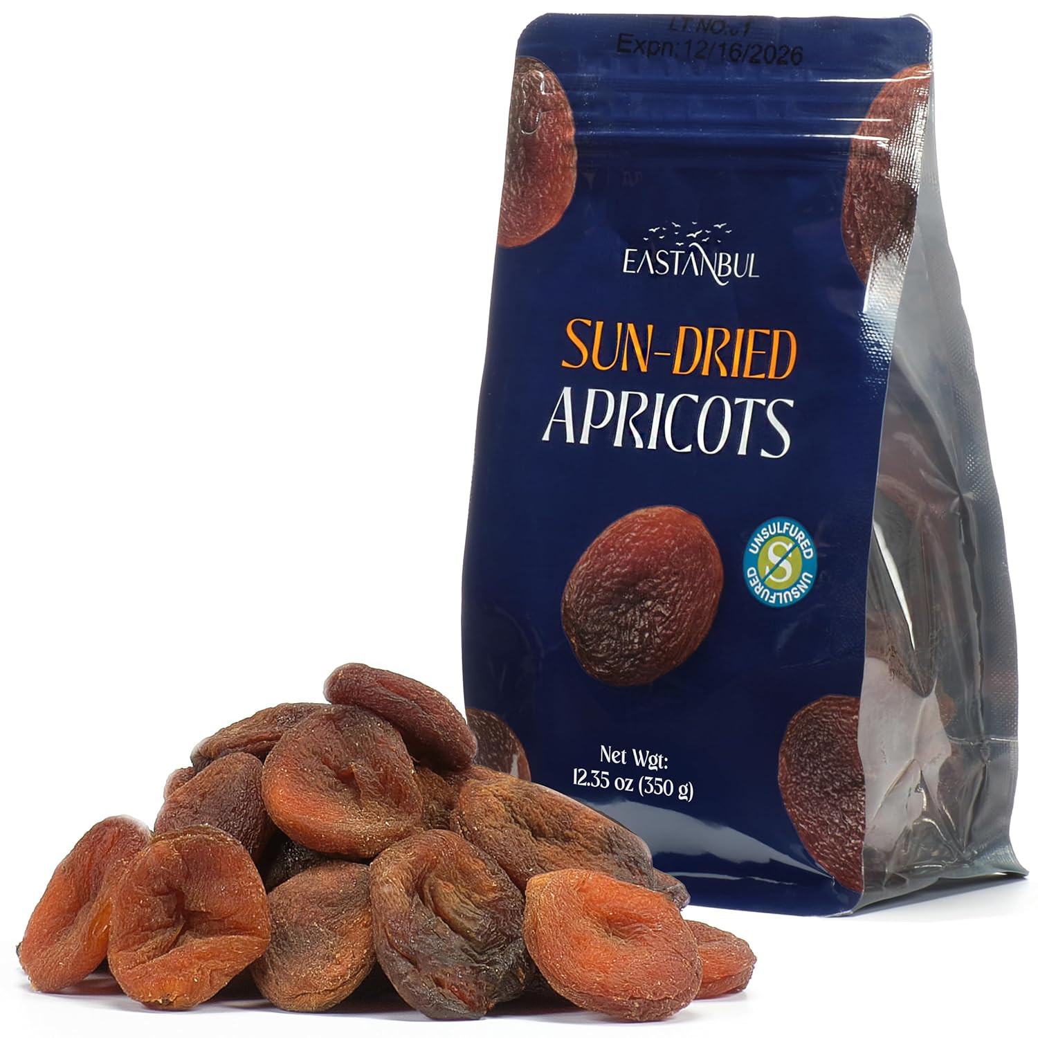 Sun Dried Apricots, 12.35Oz, Premium Dried Apricots No Sugar Added, Naturally Dr