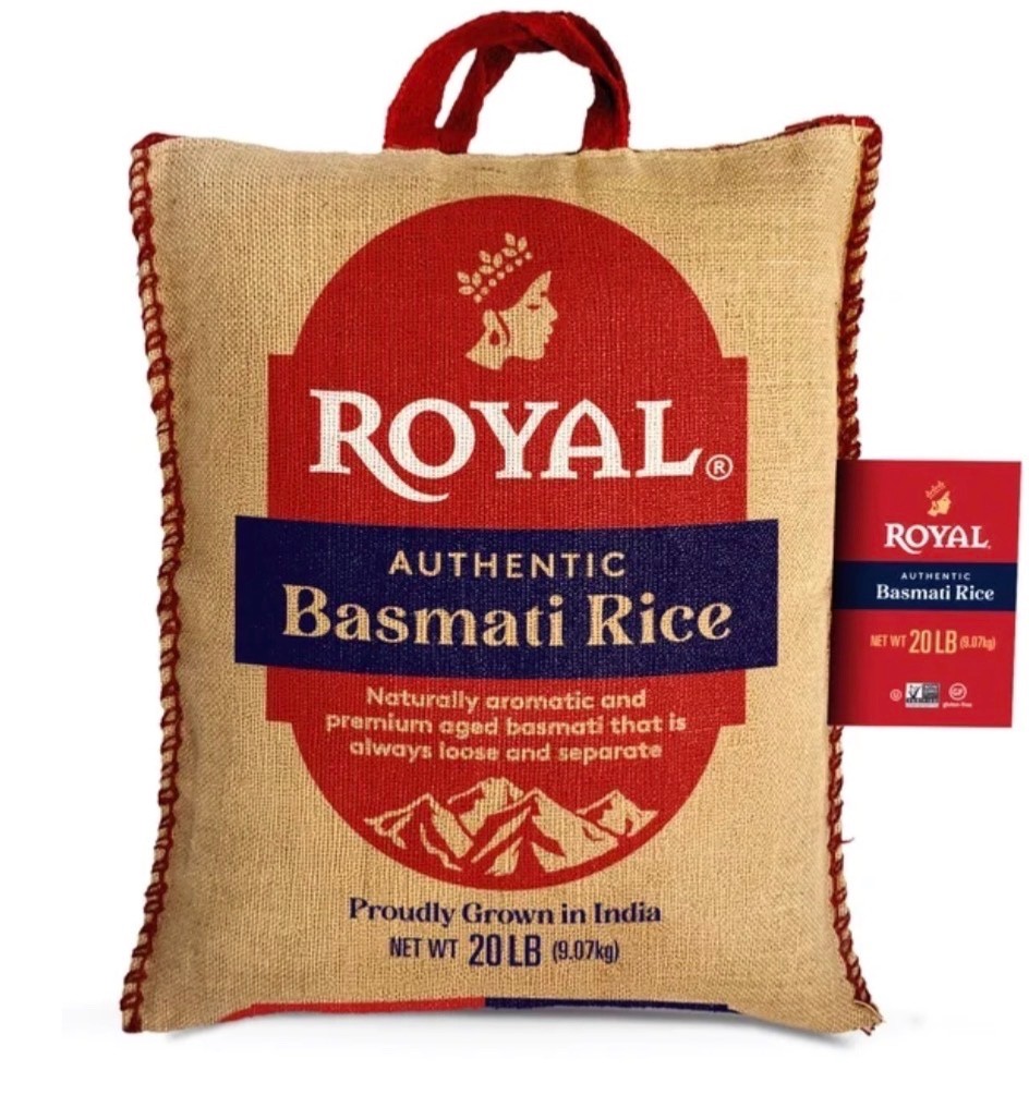 Authentic Royal Naturally Aged Indian White Basmati Rice, Long-Grain 20 LBS