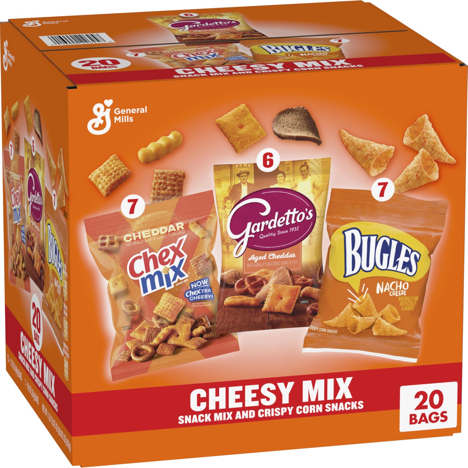 Cheesy Mix Variety Pack Snacks, Cheddar, Bugles Nacho Cheese, Gardetto’s Aged…