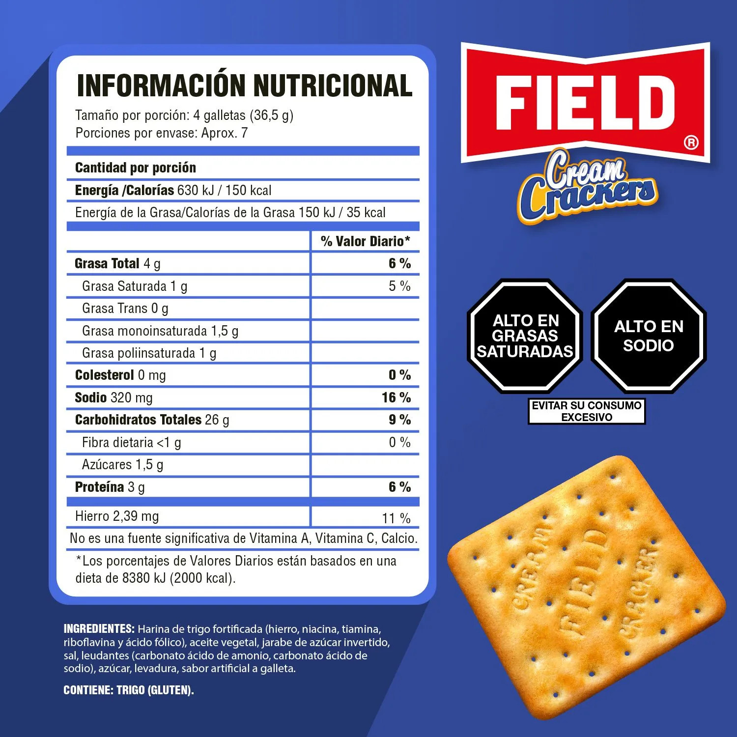 Field Cream Crackers Galletas Saladas Peruvian Crackers 9.1 oz 258g |
