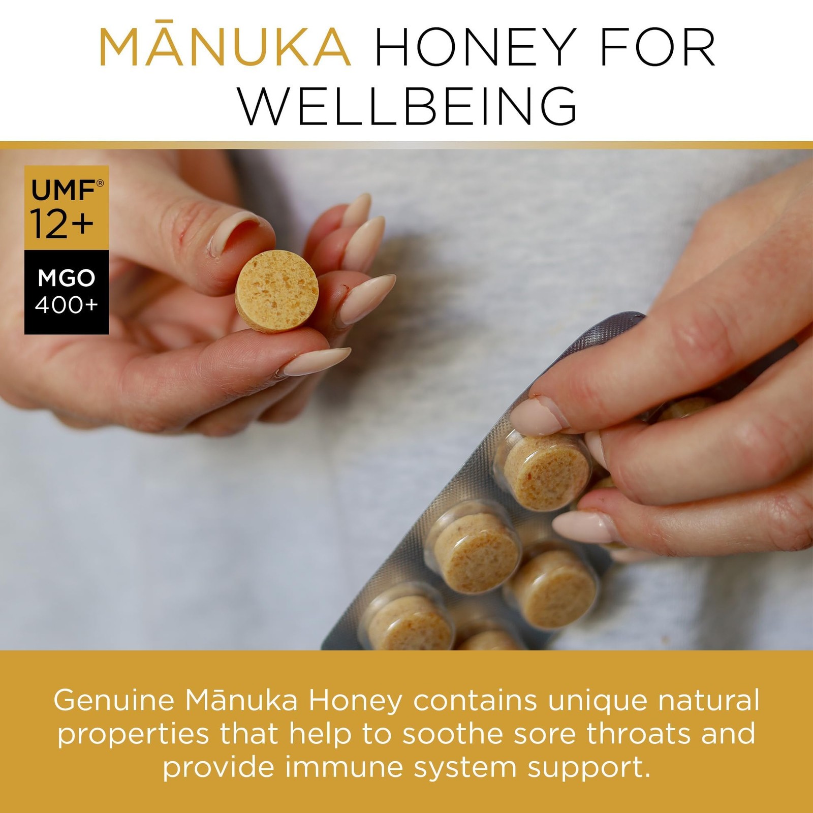PURITI Premium Manuka Honey Lozenges High Potency – Sugar 1 Count (Pack of 1)