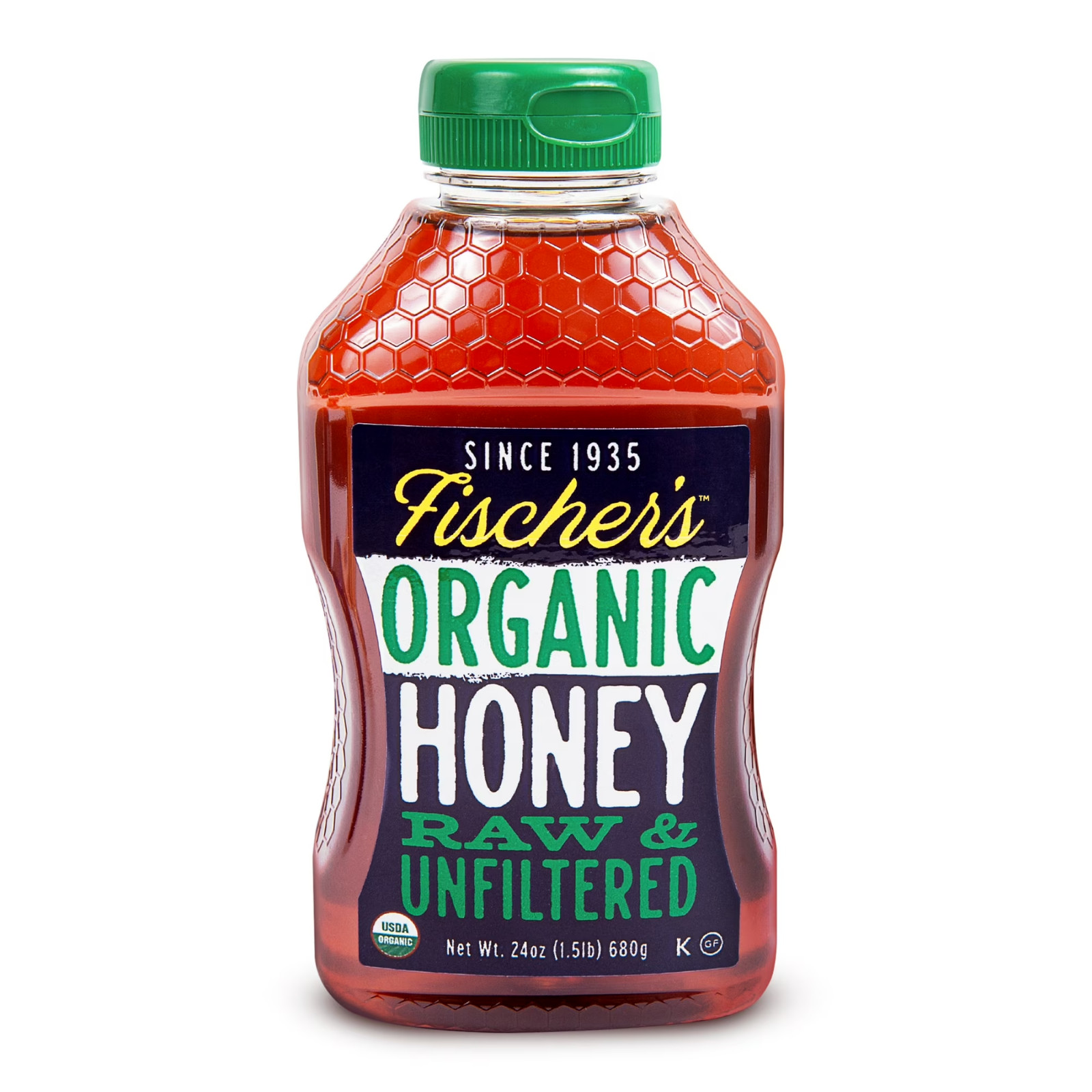 Fischers Honey Organic 24oz Honey, USDA Certified Organic, Local, Raw and Unfilt
